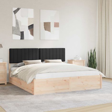 Bettgestell mit gepolstertem Kopfteil Schwarz 180 x 200 cm (1/5)