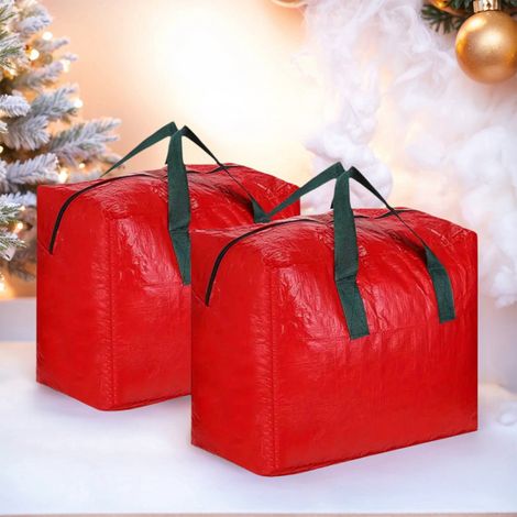 Boîte De Rangement Pour Guirlandes De Noël - 42x38x27 Cm - Avec Bobines Intégrées - Rouge - 2 Pièces (1/5)