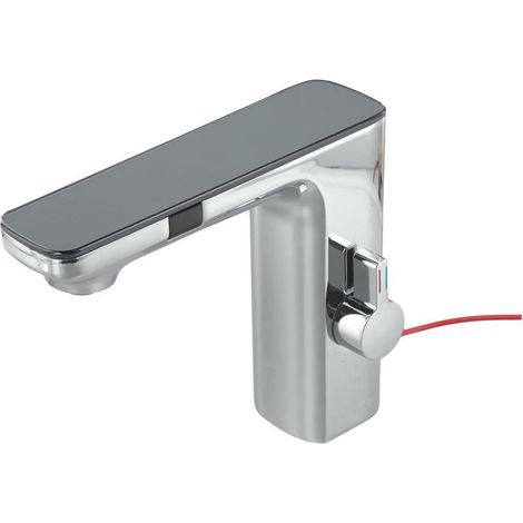 Robinet automatique chromé à capteur avec affichage numérique, eau chaude/froide, sans contact (1/4)