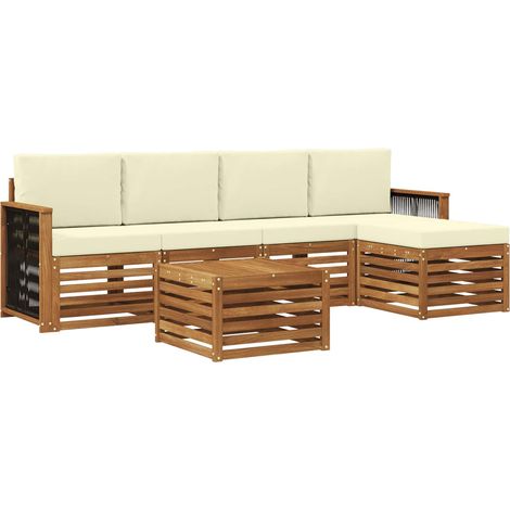 vidaXL Outdoor Sofa Set 6 pcs Natural and Cream (1/5)