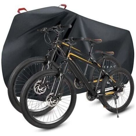 Alovez - Housse de vélo étanche Housse de Protection élo Extérieur pour 1 ou 2 Vélos 210D Nylon , XU,Housse de Pluie de Vélo avec Trous de Verrouillage Imperméable Anti-Poussière Neige UV (XL) - (1/4)