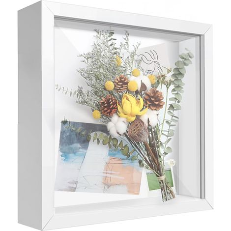 Cadre photo 3D - Cadre photo - Cadres photo - Cadre photo creux - Cadre boîte - Vitrine - 22 x 22 cm - Blanc (1/5)