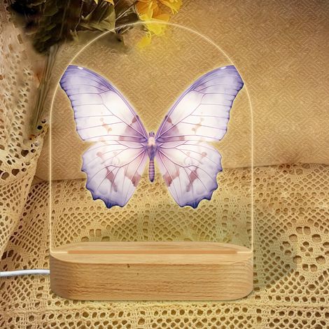Veilleuse en forme d'arc avec papillon lavande irisé Lampe LED 7 couleurs Décoration chambre bébé Cadeau baby shower (1/5)