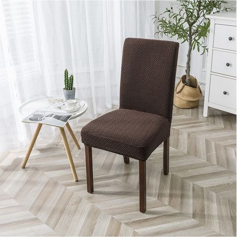 Housse de chaise marron, 50 x 60 x 15 cm, 1 pièce Housse de chaise de salle à manger élastique, housse de chaise de salle à manger lavable (1/4)