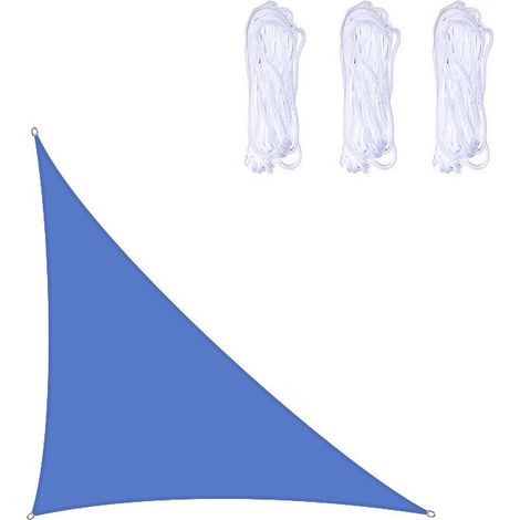 Voile d'ombrage triangulaire (3x4x5 m) — Tissu imperméable — Protection UV — Cordes incluses pour une installation sécurisée — Bleu (1/4)