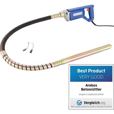 AREBOS Vibrador de hormigón Aguja vibrante electrica Vibrador de construcción eléctrico 800W longitud de varilla vibratoria de 2m para concreto