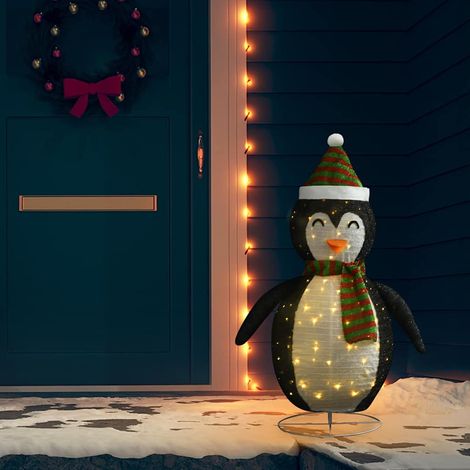 vidaXL Pingüino de Navidad decorativo con LED tela lujosa 120 cm (1/5)