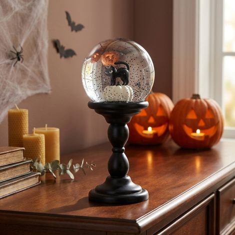 Halloween Black Cat Snow Globe (1/2)
