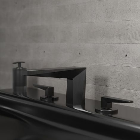 Mélangeur Lavabo 3 Trous Fractal Chromé Noir Brossé - CRISTINA ONDYNA FT20575