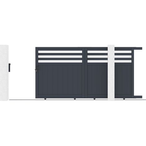 Portail coulissant aluminium anthracite 300x158 cm motorisable (1/5)