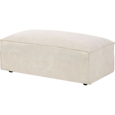 Ottoman Pouf Repose-Pieds Moderne en Velours Beige Hellnar (1/5)