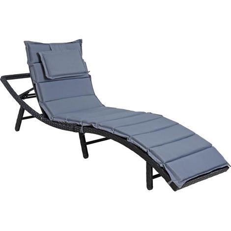 Poly Rattan Sonnenliege Gartenliege XXL Strandliege Freizeitliege Relaxliege Schwarz (1/5)