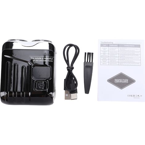 Tondeuse électrique de voyage miniature USB – Recharge rapide, IPX5 waterproof et double tête – Pour rasage sec/humide (1 tondeuse, 1 cable USB)