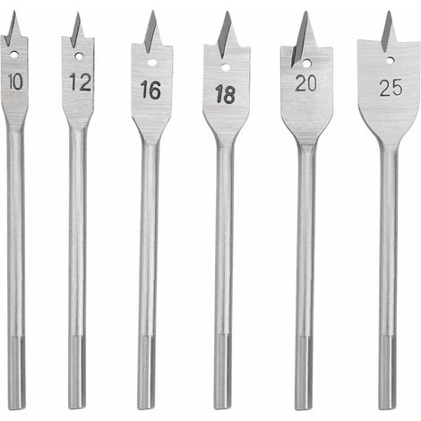 DEESSE SHOP - Ensemble d'embouts plats en bois en acier au carbone, ensemble d'embouts plats, embouts plats pour pagaie à bois, outil de couteau à trou pour le travail du bois, ensemble de 6 forets pl (1/5)