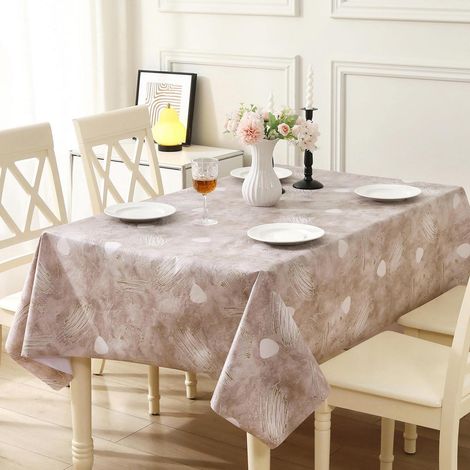 Abwaschbare PVC Tischdecke 140x180cm, zuschneidbar, wasserdicht, Kaffeefarbe Feder