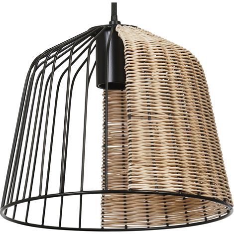 OSRAM DECOR Cage Bell Pendant Suspension, E27, non gradable, IP20, rotin/métal, 260 mm, noir/brun (1/5)