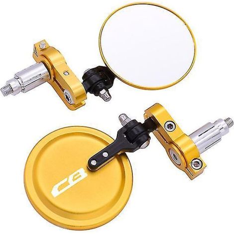 Runde, klappbare Motorradspiegel (7,6 cm / 3 Zoll) für Honda CB125R, CB650R, CB190R, CB250R, CB300R, CB400, CB500X und CB1000R – Lenkerenden – Gold (1/5)