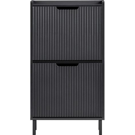 SoBuy Mobiletto portascarpe scarpiera mobile ingresso salvaspazio Regolabili Nero 50x19x90cm 2 ante FSR177-SCH (1/5)