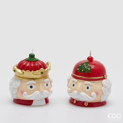 EDG Enzo De Gasperi Candela Testa di Soldatino Natalizio Ass. H 11 Cm D 11 Cm Bianco Rosso 1 Pz