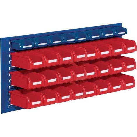 Ensemble de coffrets de stockage visible H450xL1000xP250mm en tôle d'acier/PE, revêtement en poudre bleu+rouge