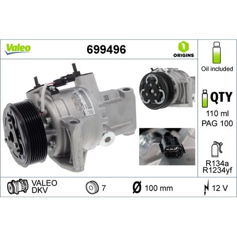 Compresseur, climatisation Valeo 699496 DACIA 926003541R