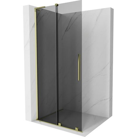 Mexen Velar L paroi de douche coulissante Walk-in 120 x 200 cm, graphite 8 mm, or - 871-120-003-43-50 (1/5)