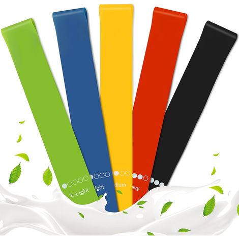 Bandes De Resistance - Ensemble De 5 Bandes Loop Pour Entrainement Des Fesses Et Des Jambes - Anti-Dérapant En Tissu Renforcé - Pour Squat Glute Hip Training - 5 Niveaux De Résistance (1/5)