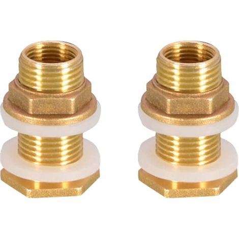 Lot de 2 connecteurs de réservoir d'eau en laiton, mâle 1/2" femelle 3/8" - Connecteur en laiton pour tour d'eau, raccord de tube en cuivre (1/5)