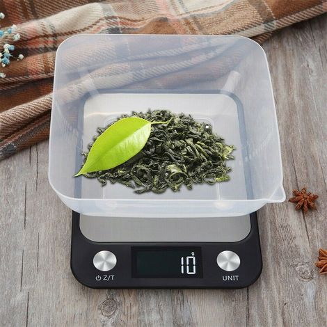 Balance électronique de haute précision 10 kg/5 kg, acier inoxydable noir-AquaForge (1/5)