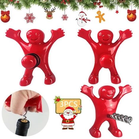 Lot de 3 décapsuleur homme rouge,décapsuleur pour homme,tire-bouchon,ouvre-bouteille de bière,tire-bouchon et bouchon de bouteilles (1/4)