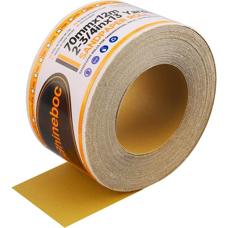 70 mm x 12 m Rouleaux de papier de verre Attaches autocollantes, Pour le bois, le métal, le plastique, l'automobile, le bloc de ponçage, Grain 180 (1/5)