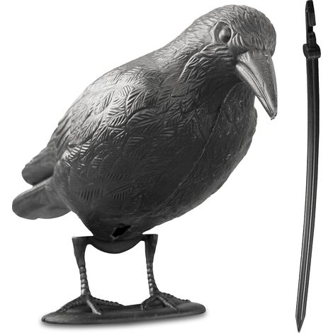 Corbeau factice noir 38x13x12,5cm plastique répulsif oiseaux protection jardin terrasse balcon (1/5)