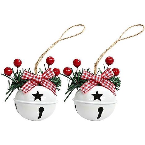 Christmas Bell Ornaments With Plaid Bows For Festive Home And Office Decoration (1/4)