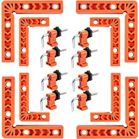 A set of 8 90° clamping brackets, including 4 four-inch brackets and 4 three-inch brackets. (1/5)
