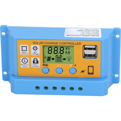 Contrôleur solaire à affichage numérique, régulateur de charge de panneau solaire, régulateur intelligent de batterie 12 V 24 V 10 A 130 W (12 V) 260 W (24 V) (1/5)