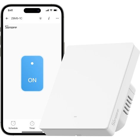 Zigbee-Wandschalter – 1 Taste – Mit oder ohne Neutralleiter – Fernsteuerung per App – Für Smart Home – Typ 80 Weiß (1/5)