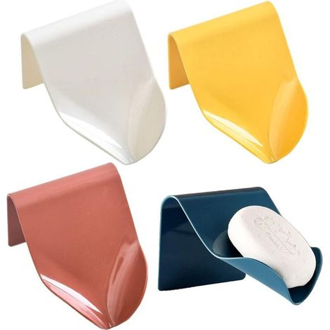 GDHZS-Lot de 4 porte-savons drainables - adhésifs muraux - support téléphone multifonction - douche - salle de bain (1/5)
