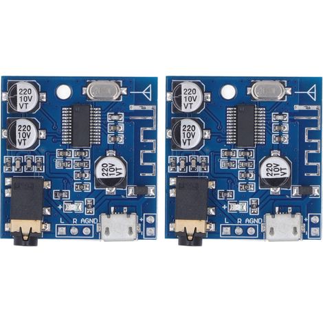 Lot de 2 modules audio MP3 Bluetooth avec interface USB 5 broches, carte audio pour haut-parleur de voiture DIY, alimentation 3,7-5,5 V CC (1/5)
