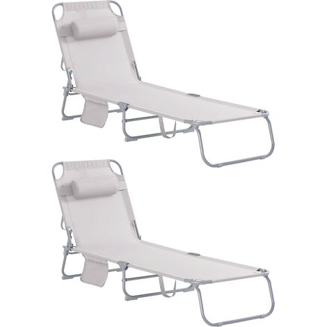 GARTENLIEGE 2-er Set mit Tasche und Kopfkissen Beige