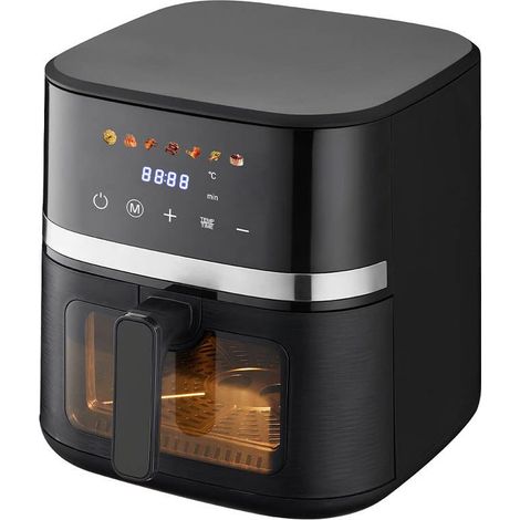 Necchi Friggitrice ad Aria NK9013DT 8 L 1700 W 7 Programmi Display LED Touch con Finestra