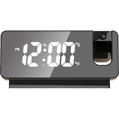 Réveil projecteur intelligent – Écran miroir – 360° – Température et humidité – LED – Noir – Chambre et maison (1/5)