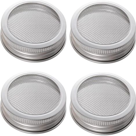 Set da 4 barattoli in acciaio inossidabile per germinazione con coperchi Mason standard (70 mm) per fagioli, semi e insalate