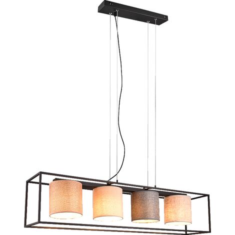 Suspension ROSS abat-jour tissu noir/brun 4xE27 Trio (1/5)