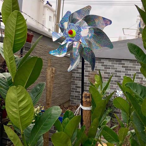 Moulin à Vent Réfléchissant Répulsif Oiseaux Extérieur - Éloigne les Oiseaux des Jardins
