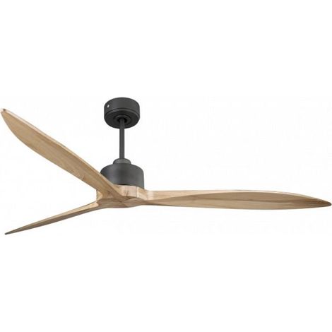 Modulo Latino Slim - Super destratificateur et ventilateur DC 166 cm noir  pales bois clair idéal 30 à 60 m²
