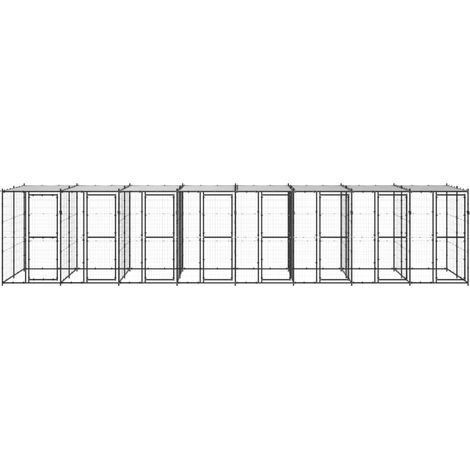 Maison Exclusive - Chenil extérieur Acier avec toit 19,36 m²