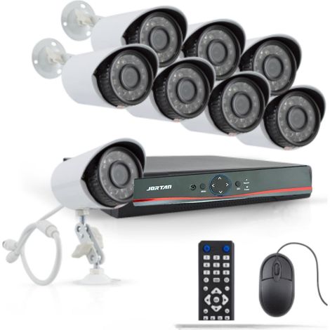 Kit Videosorveglianza 8 Telecamere 37 Led DVR App JORTAN 8 Canali Telecamere