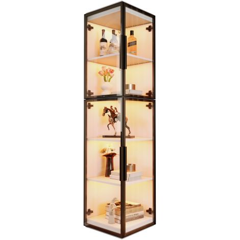 Vitrine acrylique transparente 170cm, 5 étagères, éclairage LED (1/5)