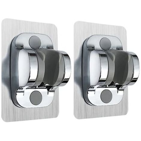 Support de Douche à Main sans Perçage,Support de Pommeau de Douche Mural avec à Angle Réglable,Imperméable,Adhésif Puissant,Universel Support de Douche pour Salle de Bains(Argent 2PCS) (1/5)
