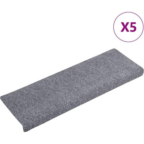 Maison Exclusive - Tappetini per scale autoadesivi 5 pz 65x21x4 cm Grigio chiaro bordo rettangolare (1/5)